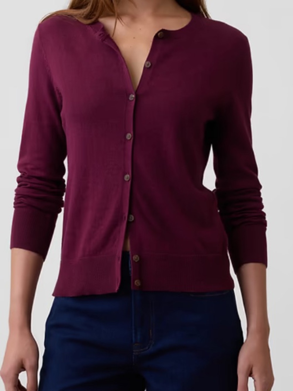 NWT Gap Burgundy Crewneck Cardigan Sweater Women's Large Fall